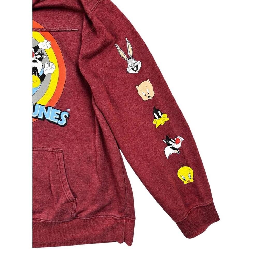 Looney Tunes Hoodie 2XL Red Warner Bros Character Graphic Sleeve Pullover - Picture 5 of 12
